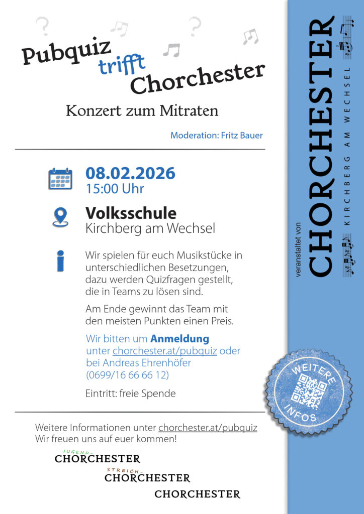 Plakat zum Konzert Pubquiz trifft Chorchester